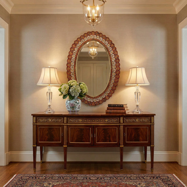 AFD Home Peruvian Painted Glass Scalloped Mirror