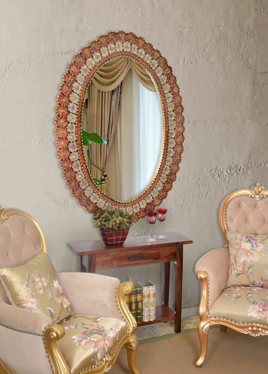 AFD Home Peruvian Painted Glass Scalloped Mirror