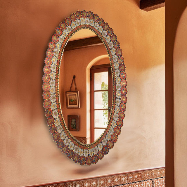 AFD Home Peruvian Painted Glass Scalloped Mirror