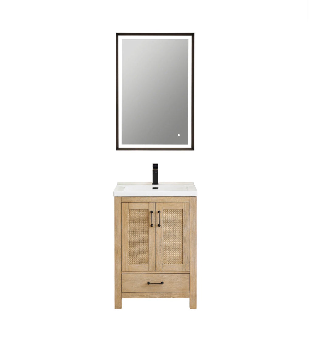 Altair Bondi single Bathroom Vanity in Light Brown with white artificial Drop-in Sink without mirror