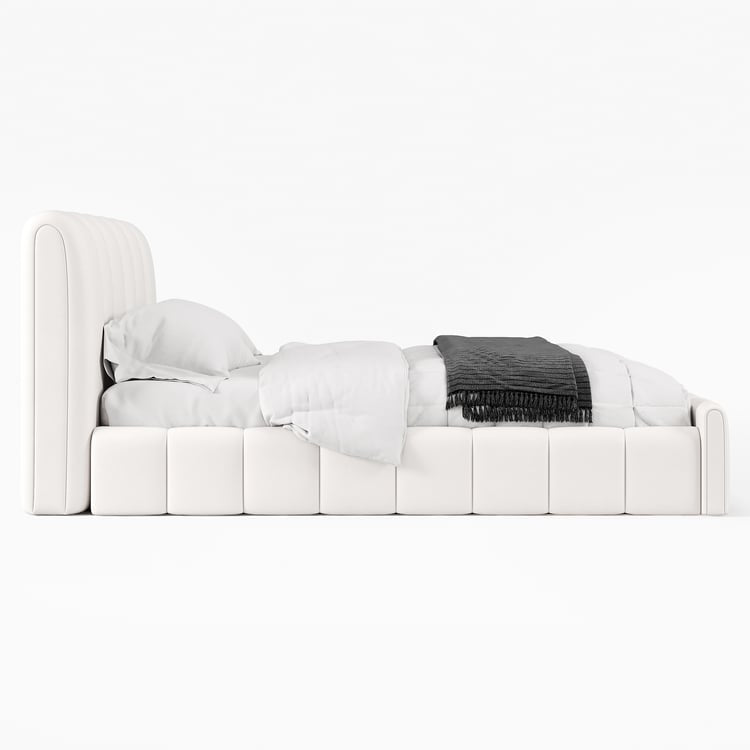 Humply Modern Leather Wingback King Bed Frame with Upholstered Headboard