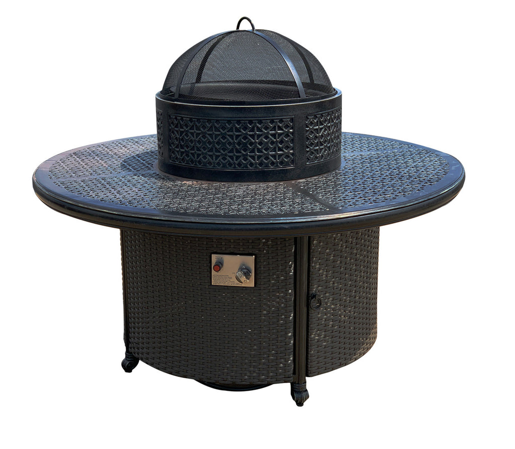 AFD Home Wyndermere All Inclusive Outdoor Gas Firepit Club Table Set (KIT)