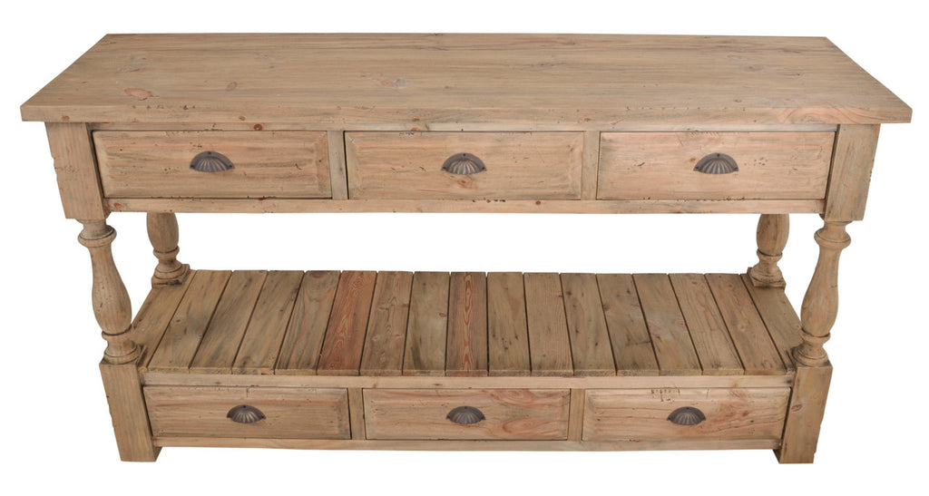 AFD Home Farmhouse 6 drawer Console Table