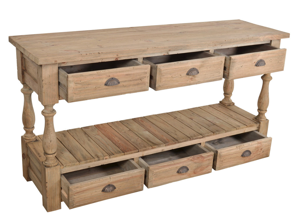 AFD Home Farmhouse 6 drawer Console Table