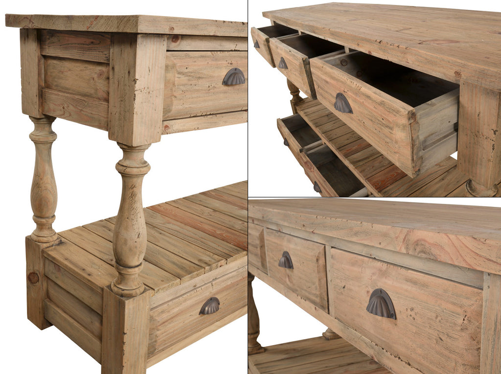 AFD Home Farmhouse 6 drawer Console Table