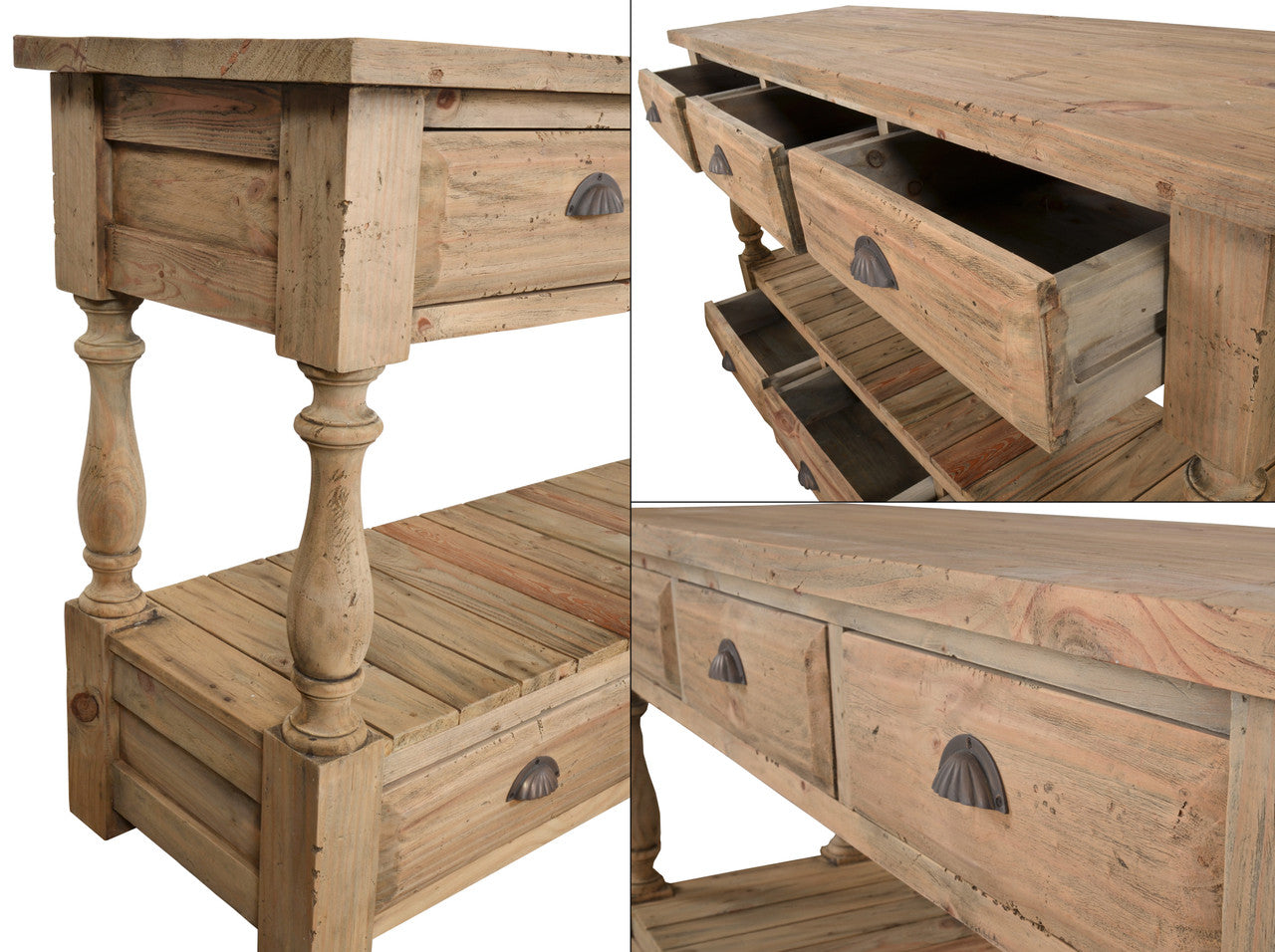 AFD Home Farmhouse 6 drawer Console Table