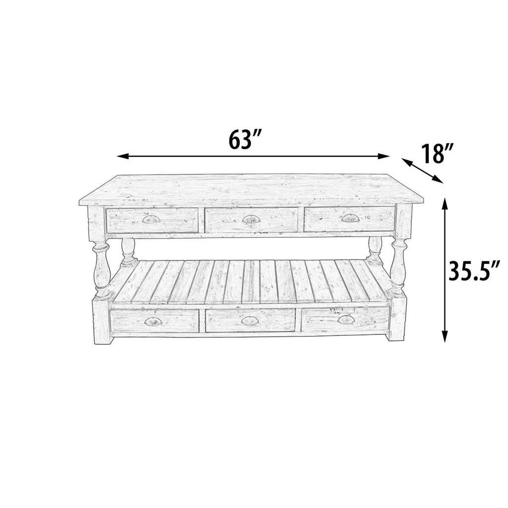 AFD Home Farmhouse 6 drawer Console Table