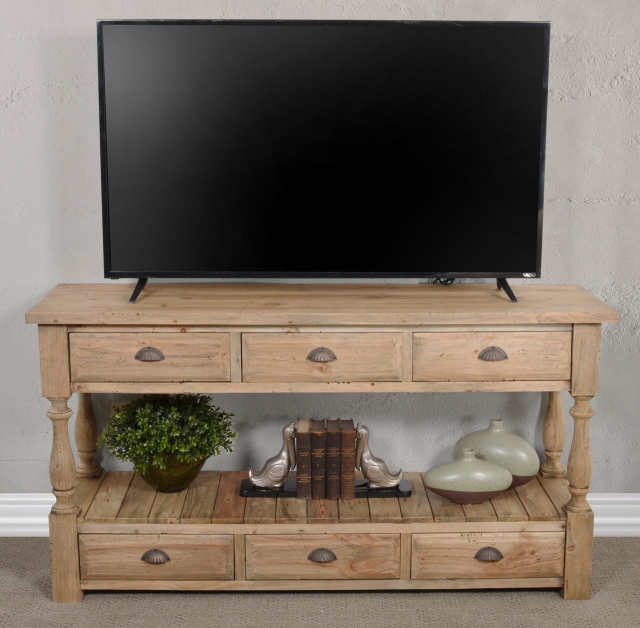 AFD Home Farmhouse 6 drawer Console Table