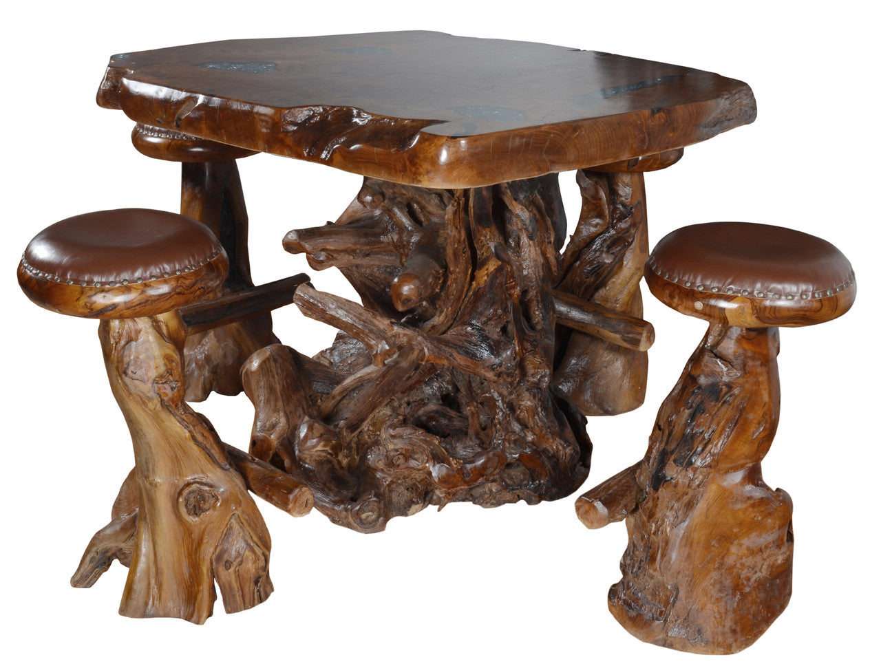 AFD Home Live Edge Natural Teak Bar Table Set of 5