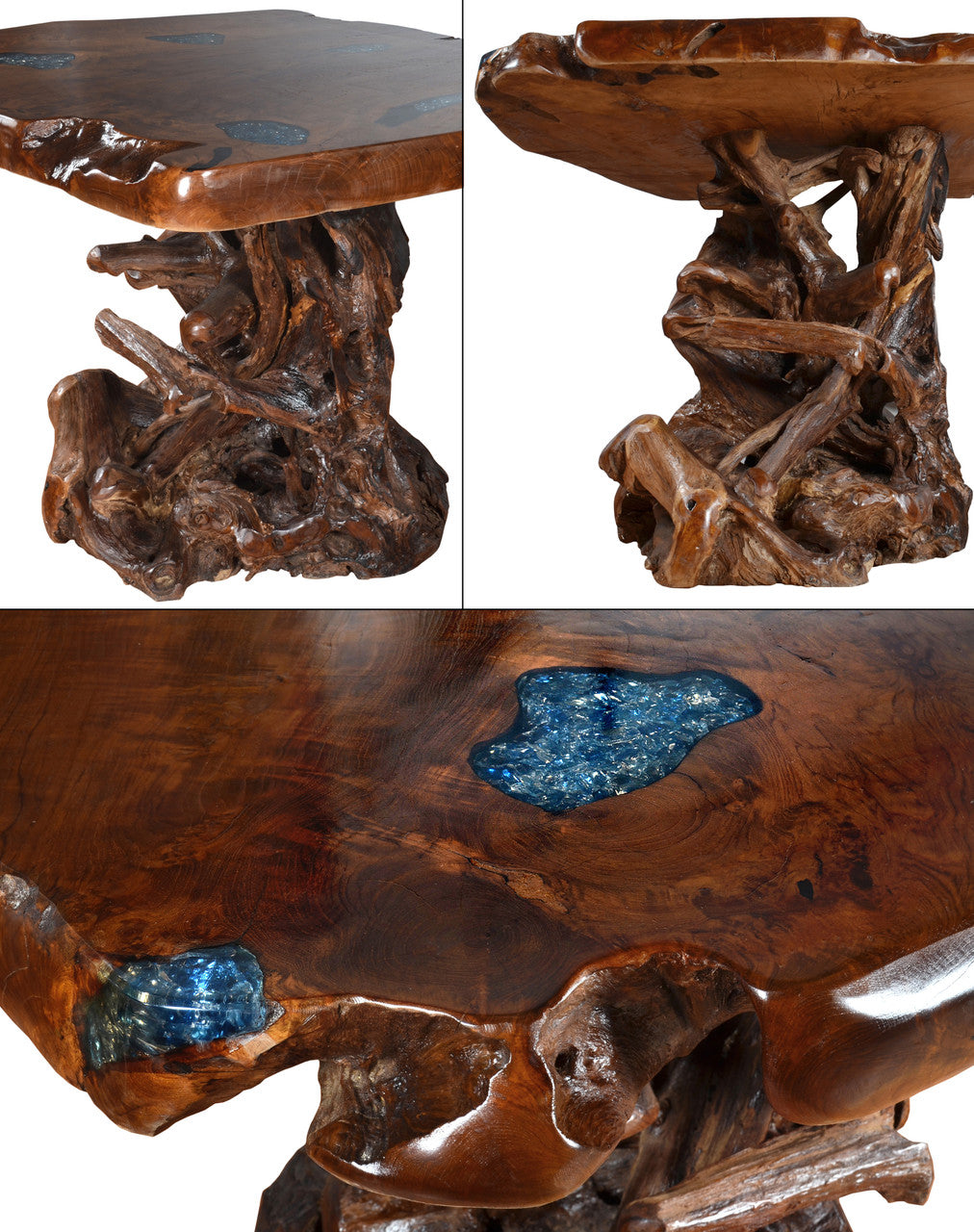 AFD Home Live Edge Natural Teak Bar Table Set of 5