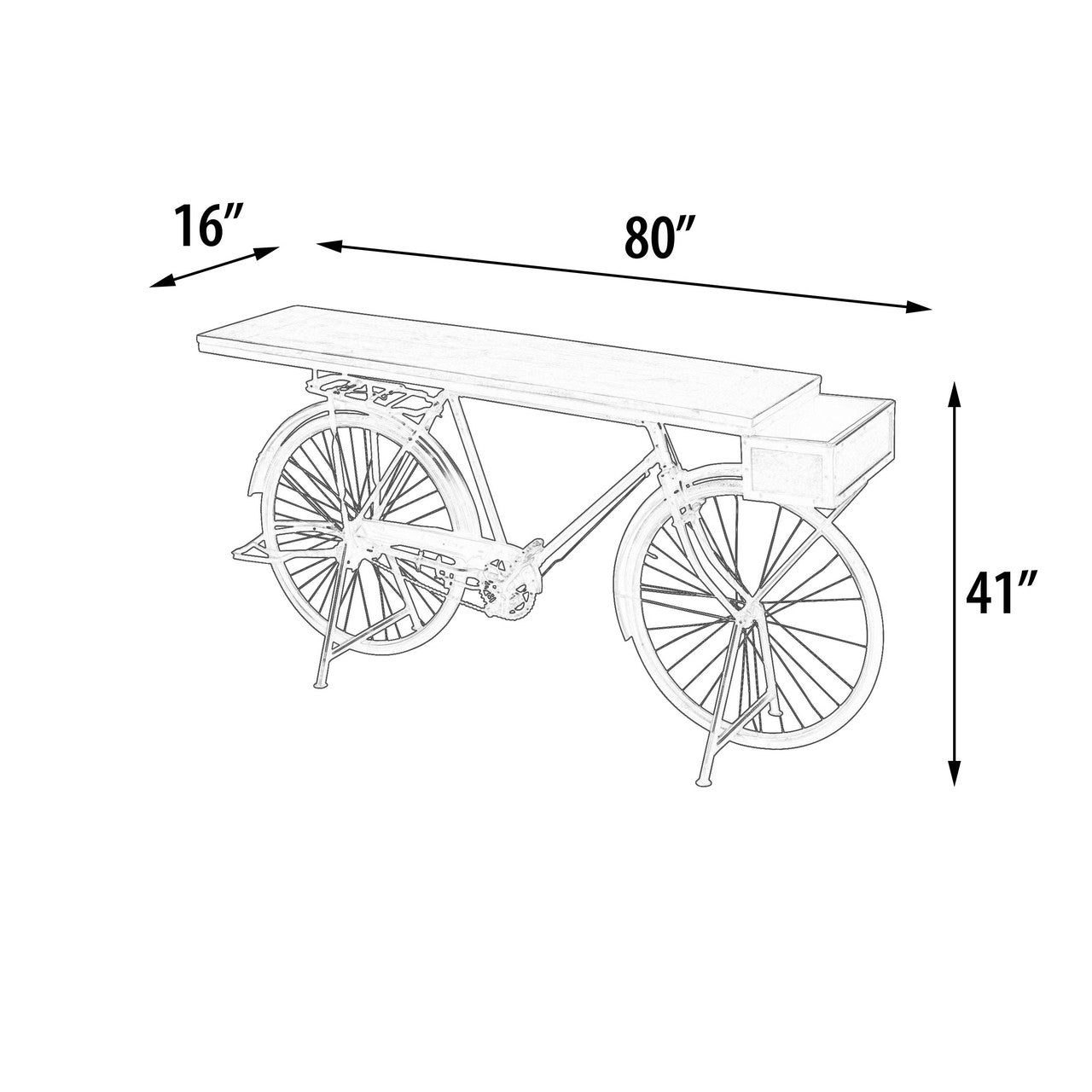 AFD Home Mountain Blacksmith Authentic Bicycle Console Bar Counter Vintage 80 Inches