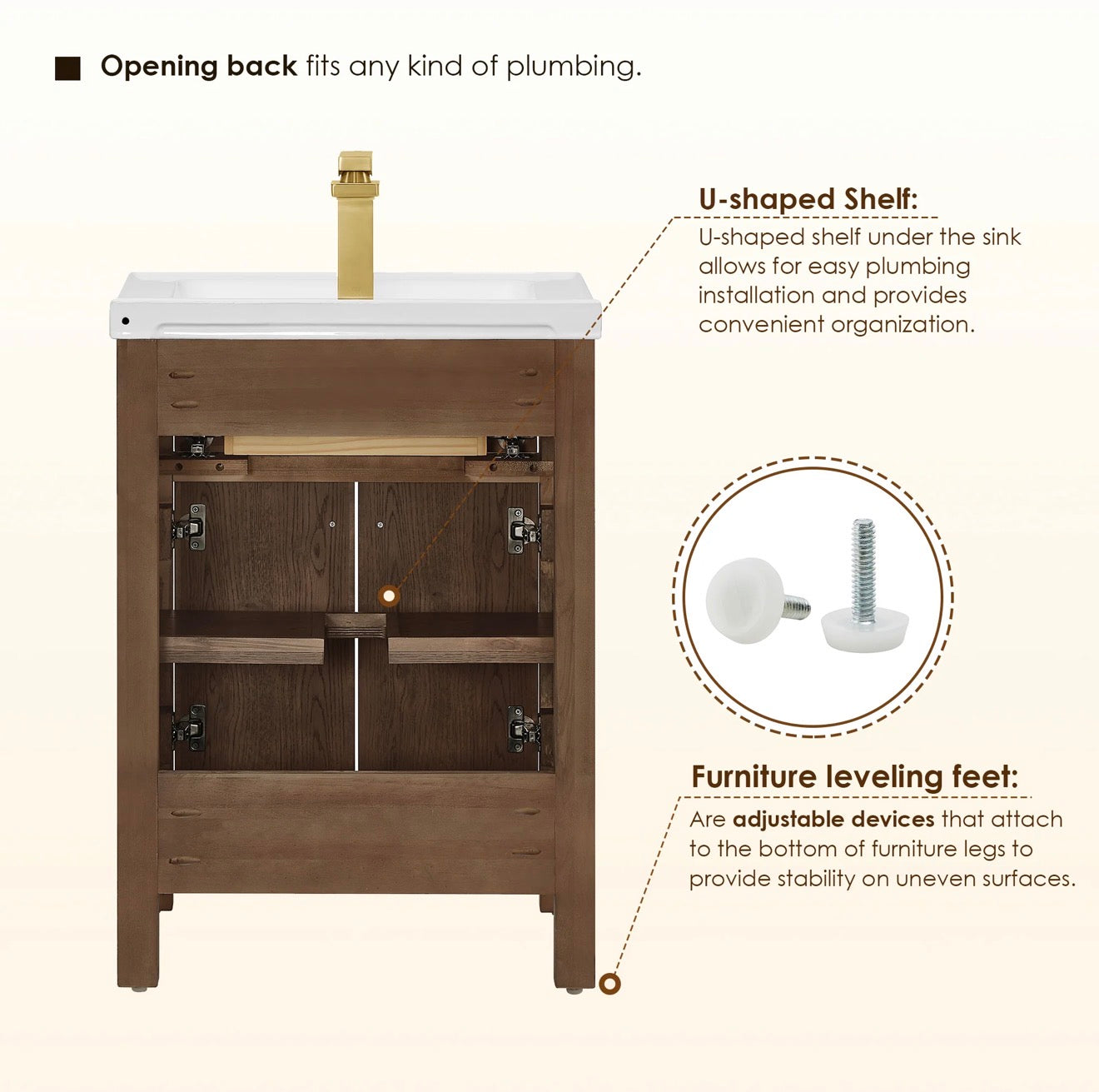 Altair Cerrito 24" Single Bathroom Vanity with White Ceramic Integrated Sink without Mirror