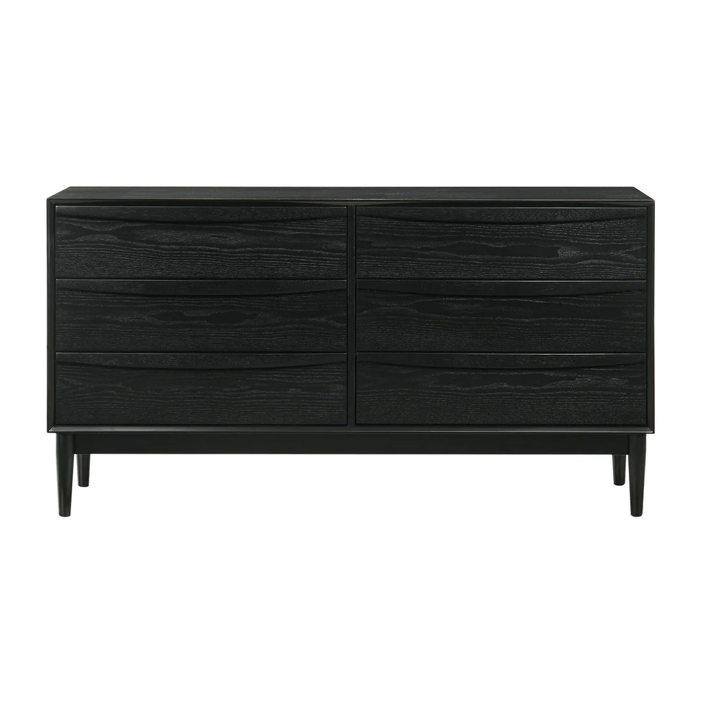 Armen Living Artemio King 4 Piece Wood Bedroom Set in Black Finish