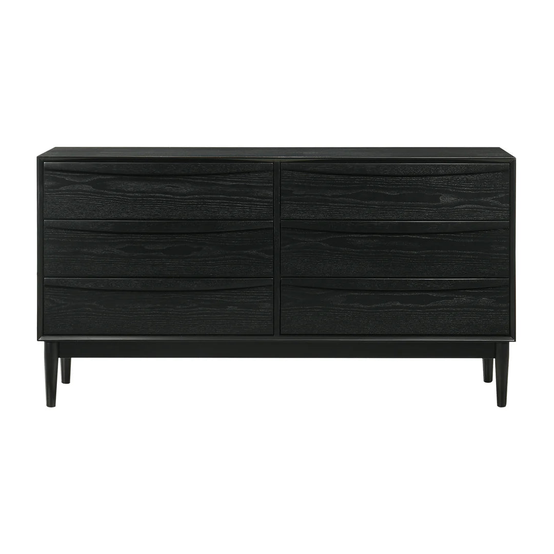 Armen Living Artemio King 4 Piece Wood Bedroom Set in Black Finish