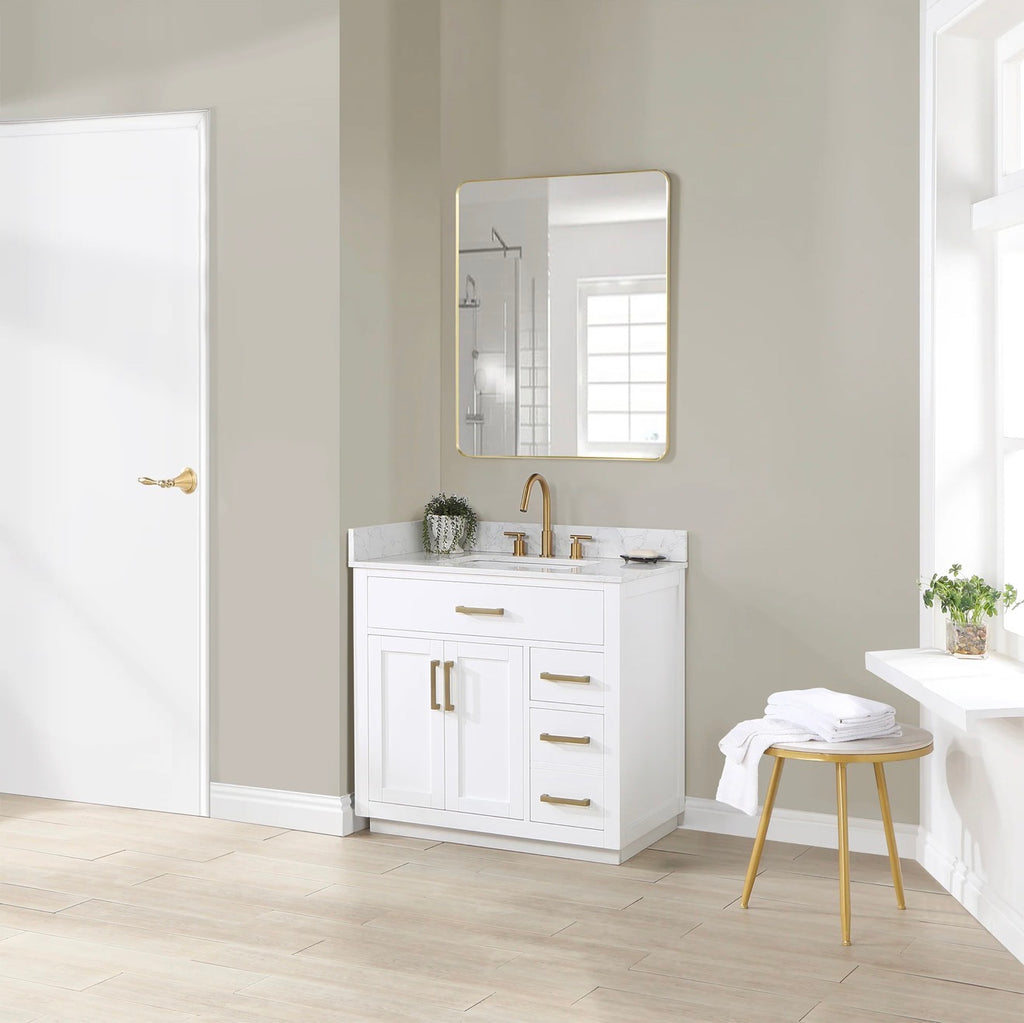 Altair  Gavino 36" Single Bathroom Vanity with Grain White Engineered Stone Countertop