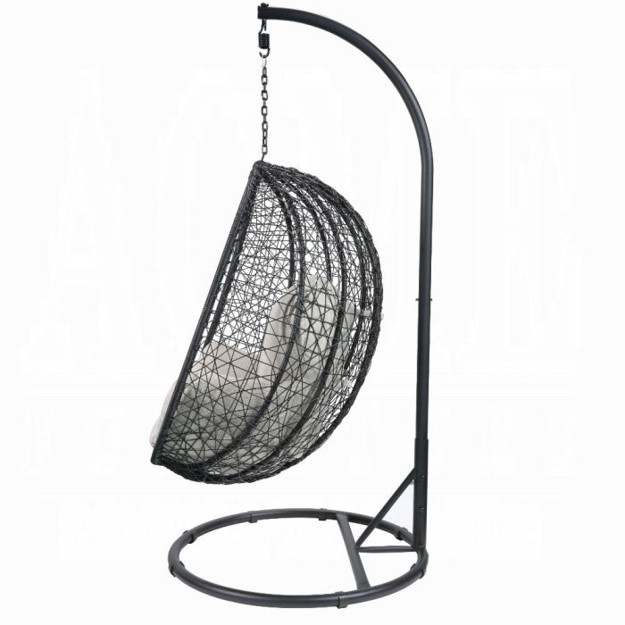 ACME Beige Fabric & Black Simona Hanging Chair