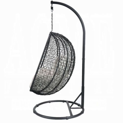 ACME Beige Fabric & Black Simona Hanging Chair