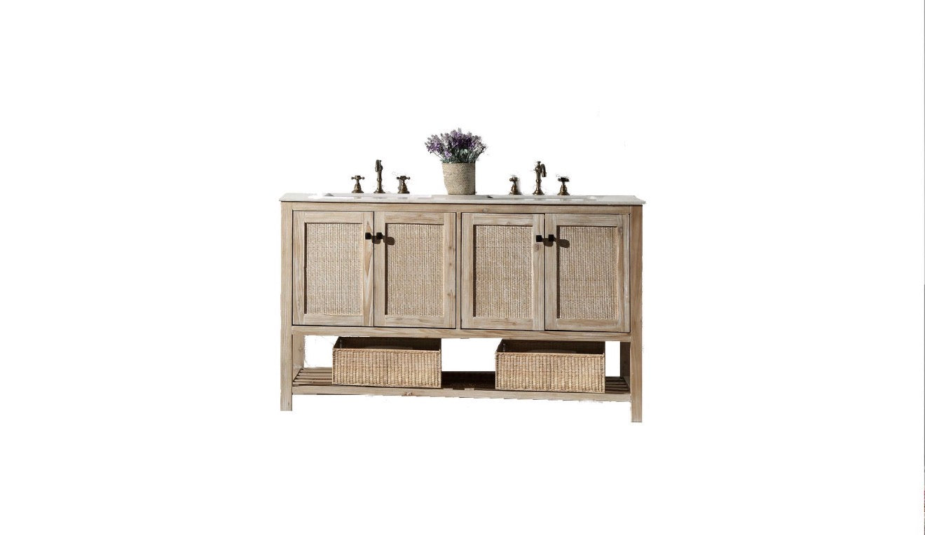 Legion Furniture Solid Wood Sink Vanity With Marble Top -NO Faucet 36", 48", 60"
