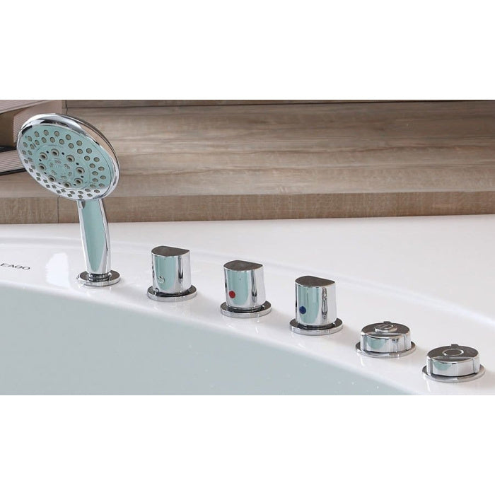 EAGO Rounded Modern Double Seat Corner Whirlpool Bath Tub with Fixtures