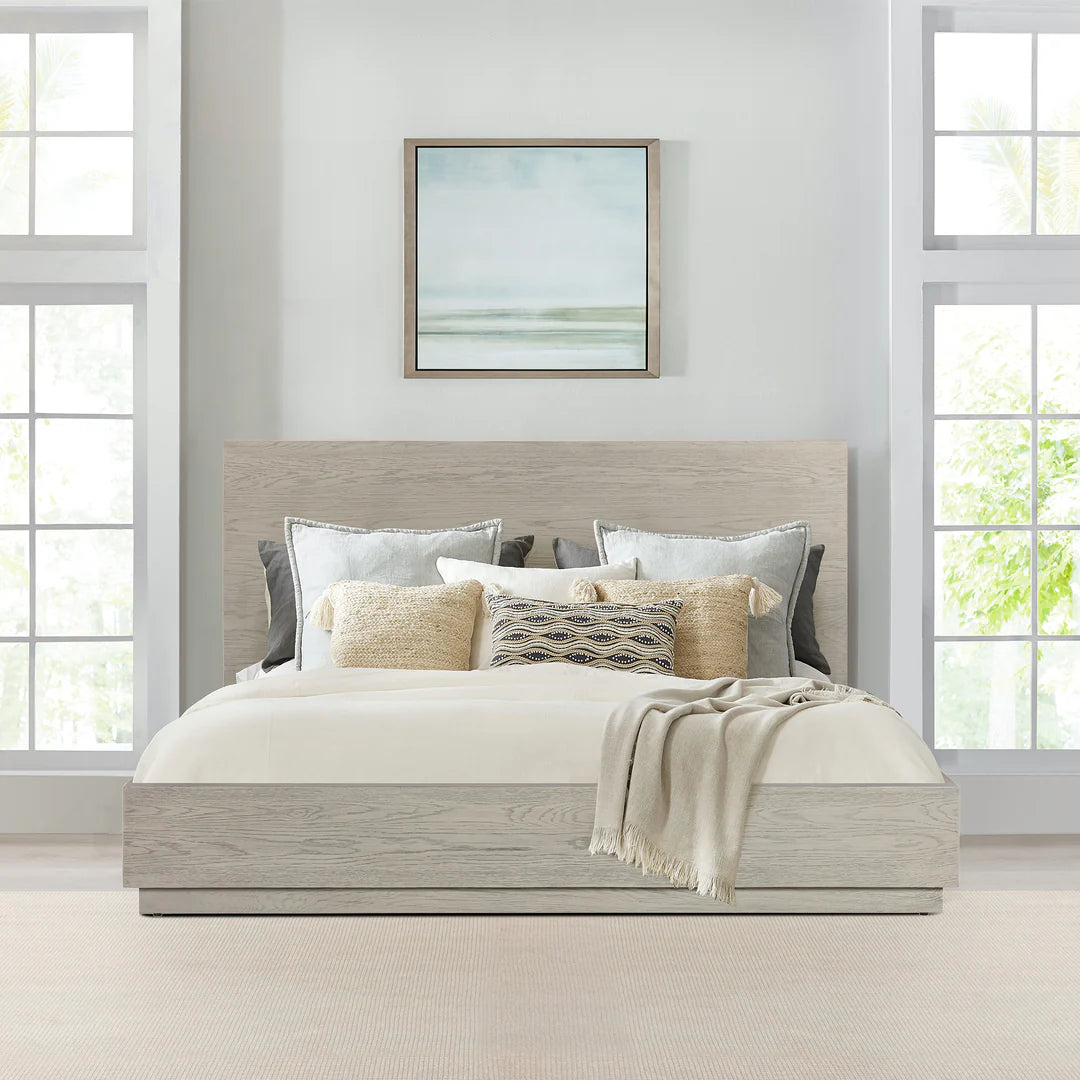 Armen Living Abbey Queen Platform Bed Frame in Gray Oak Wood