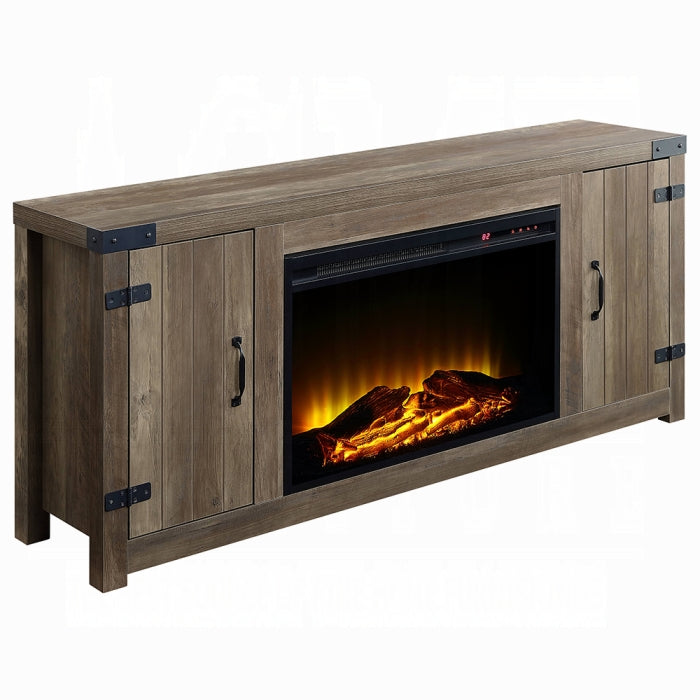 ACME Rustic Oak Finish Tobias Fireplace