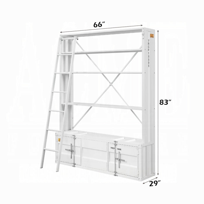 ACME White Cargo Bookcase W/Ladder