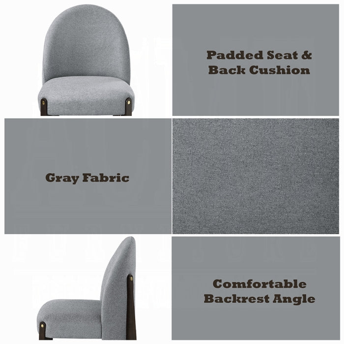 ACME Gray Fabric & Espresso Finish Clayten Side Chair (Set-2)