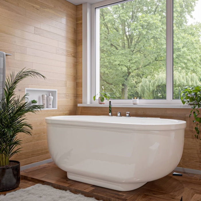 EAGO 6 ft Acrylic White Whirlpool Bathtub w Fixtures
