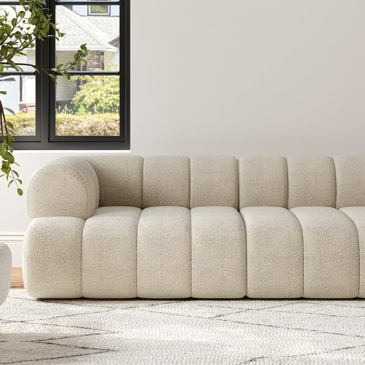 Nimbus 118" 3-Piece Channel Chenille Oatmeal Sectional Sofa with Chaise