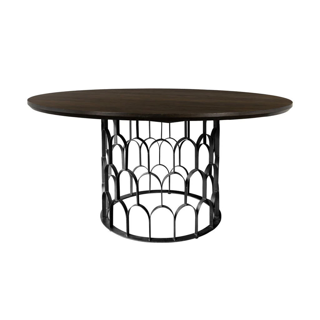 Armen Living Gatsby Oak and Metal Round Dining Table