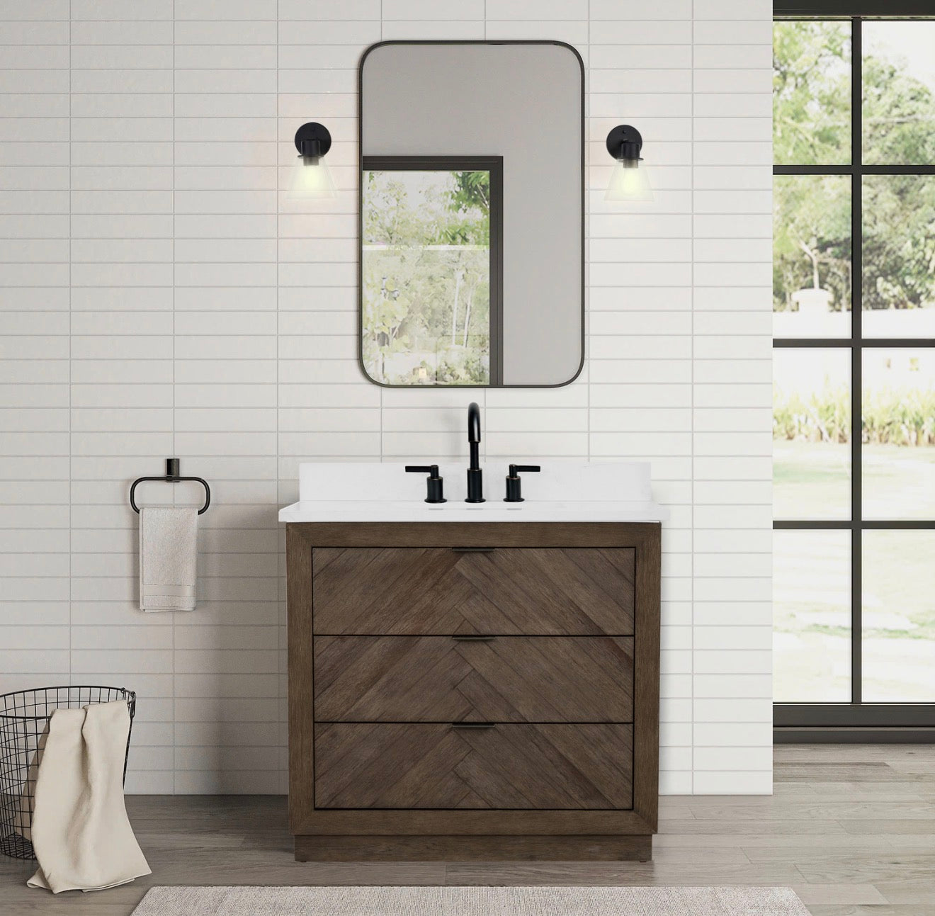 Legion Furniture 36" VANITY WITH 1" THICK WHITE ARTIFICIAL STONE