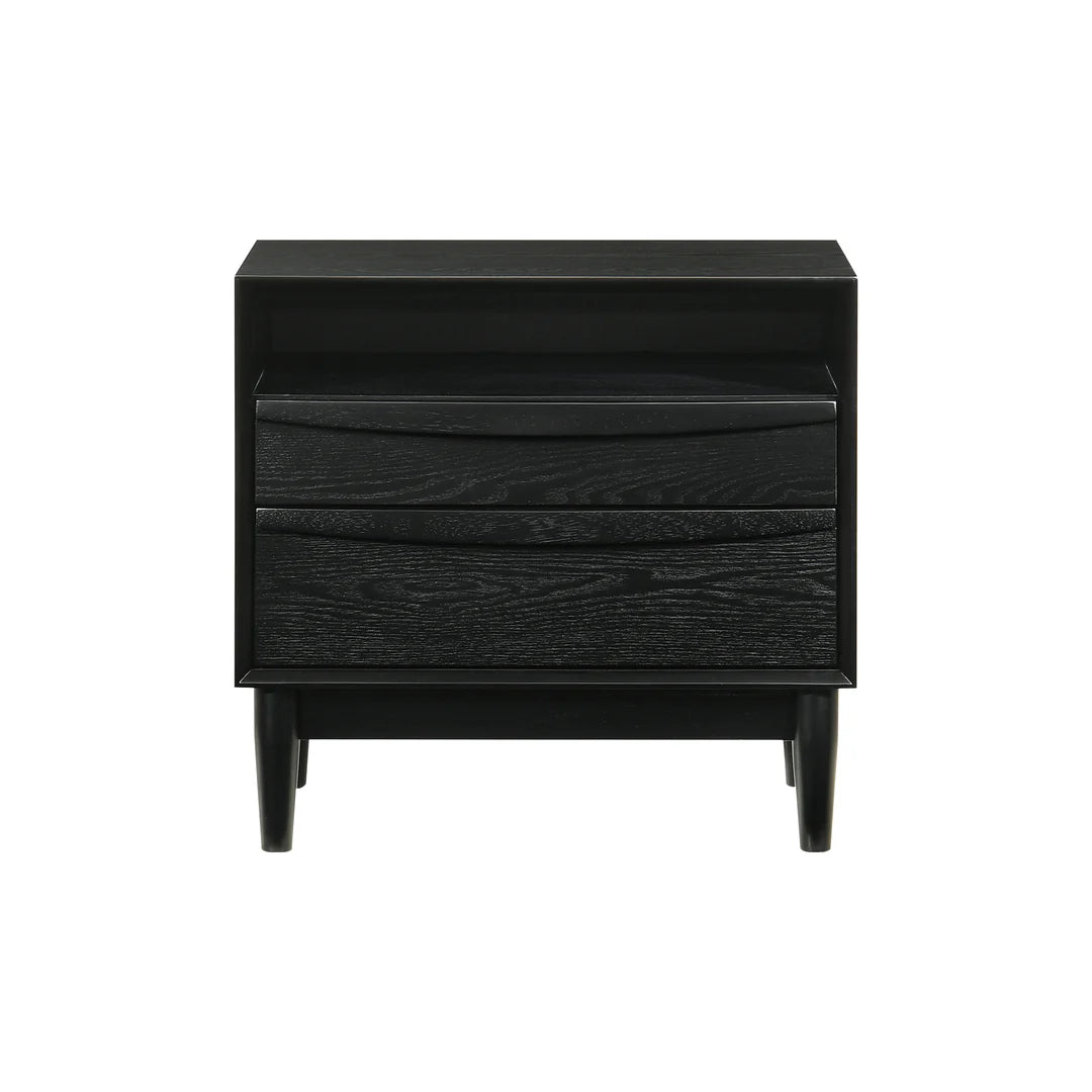 Armen Living Artemio King 3 Piece Wood Bedroom Set in Black Finish
