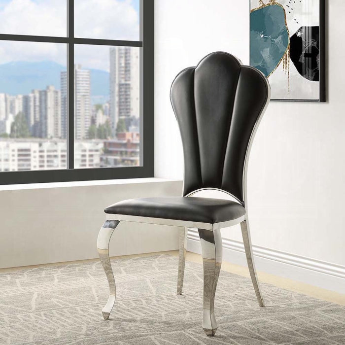 ACME Black Synthetic Leather Cyrene Side Chair (Set-2)