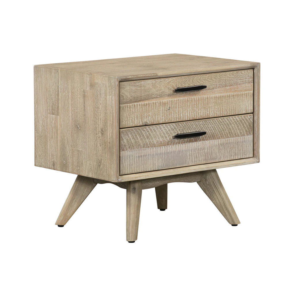 Armen Living Baly 3 Piece Acacia King or Queen Loft Bed and Nightstands Bedroom Set