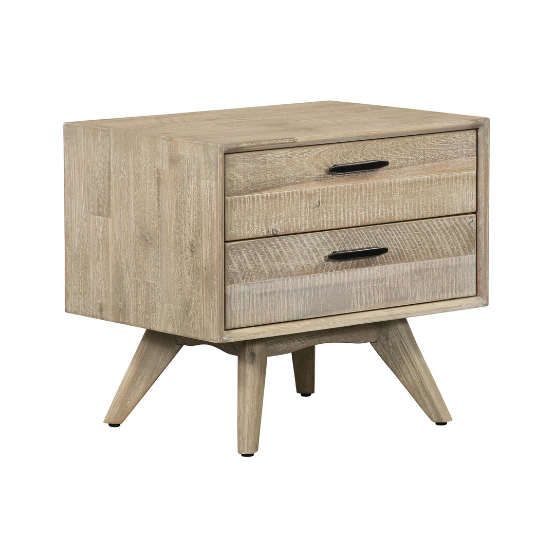 Armen Living Baly 3 Piece Acacia King or Queen Loft Bed and Nightstands Bedroom Set