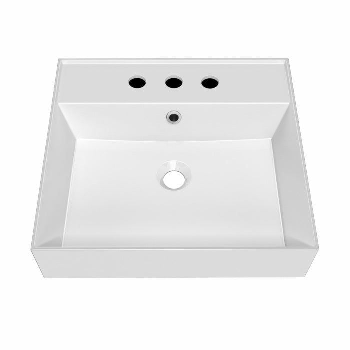 Whitehaus 20" Rectangular Wall Mount Basin with Widespread Faucet Drilling and Overflow