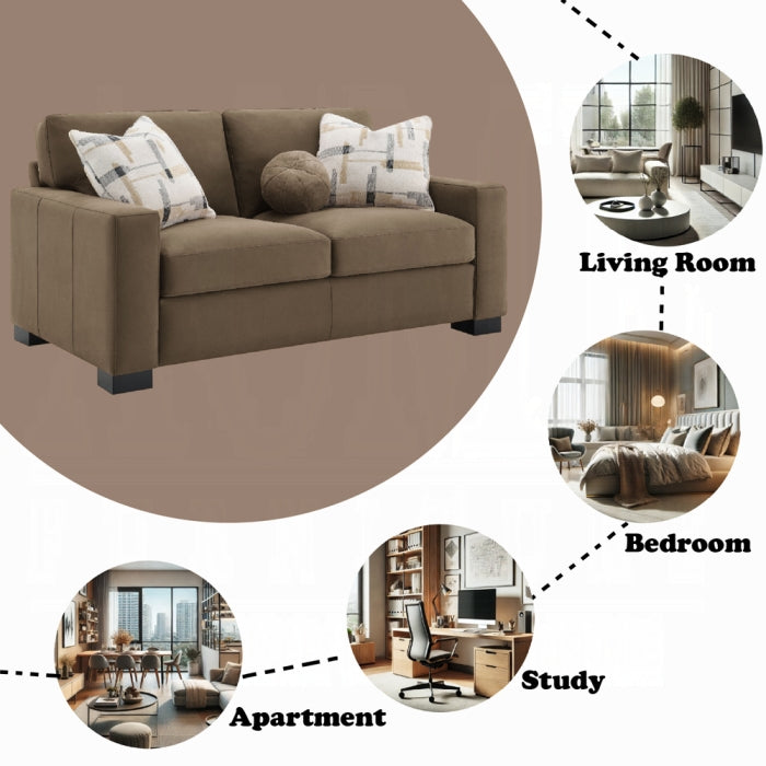 ACME Brown Suede Darya Loveseat w/3 Pillows