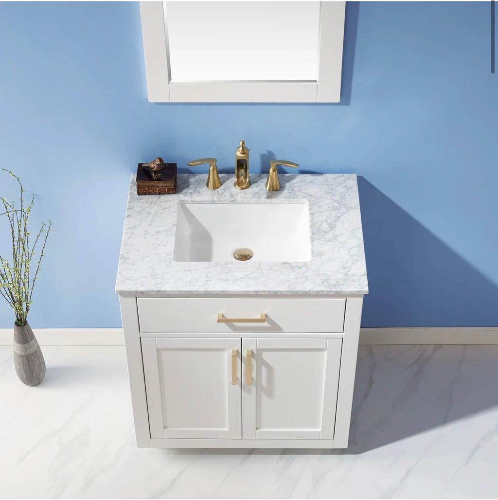 Altair Ivy 30" Single Bathroom Vanity Set and Carrara Marble Countertop