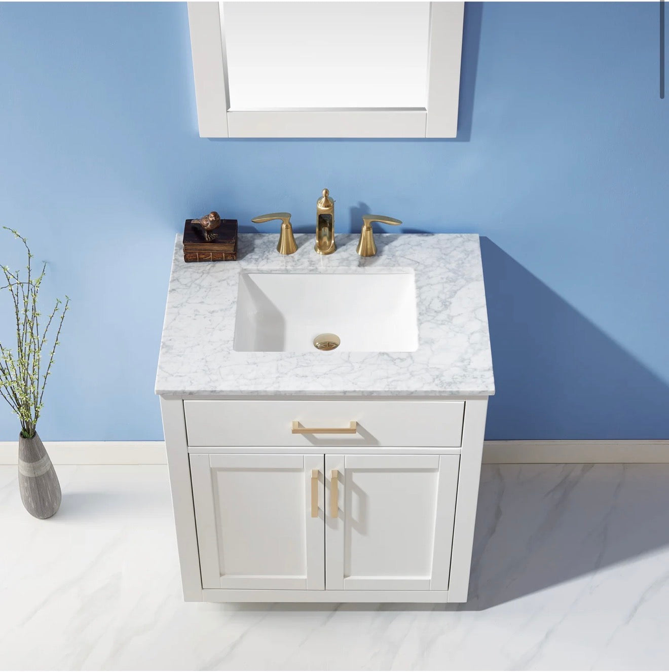 Altair Ivy 30" Single Bathroom Vanity Set and Carrara Marble Countertop