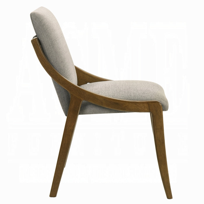 ACME Gray Chenille & Vintage Oak Danzel Side Chair (Set-2)