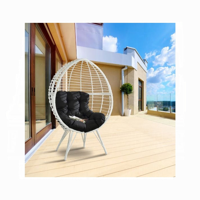 ACME Black & White Galzed Patio Lounge Chair