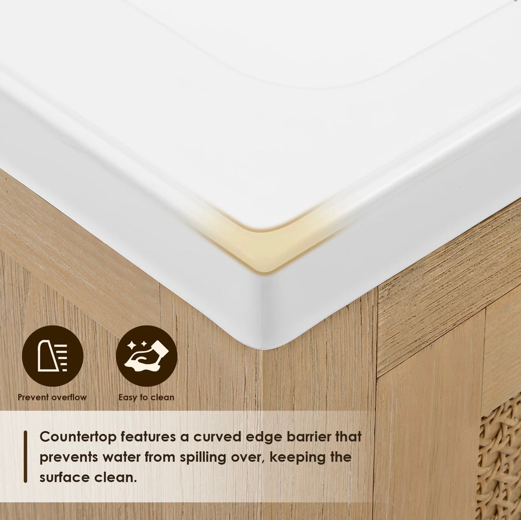 Altair Bondi single Bathroom Vanity in Light Brown with white artificial Drop-in Sink without mirror