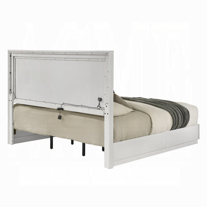 ACME White Esther Queen Bed w/LED