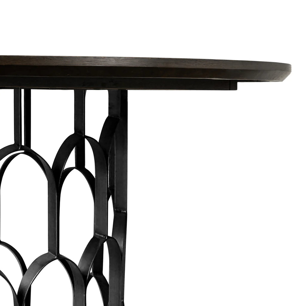 Armen Living Gatsby Oak and Metal Round Dining Table