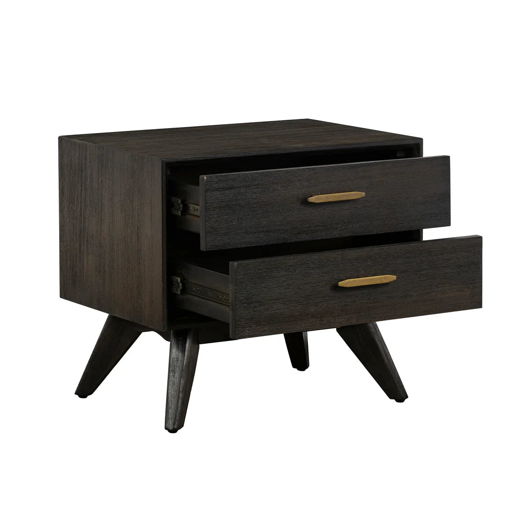 Armen Living Baly 3 Piece Acacia King or Queen Loft Bed and Nightstands Bedroom Set