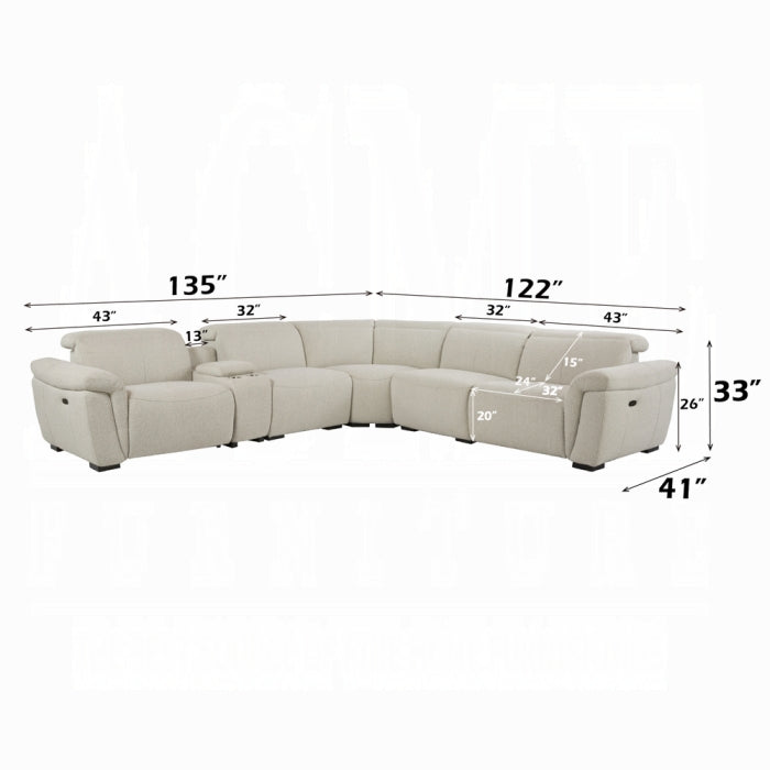 ACME Beige Boucle Dayana POWER MOTION SECTIONAL SOFA