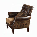 ACME Two Tone Brown Synthetic Leather & Chenille Cherry  Dreena Chair W/Pillow