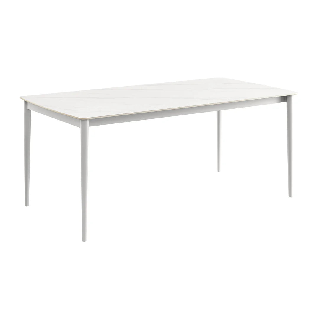 Armen Living  Rhodes Outdoor Patio 5 Piece Dining Set in Aluminum with Sintered Stone and Gray Cushions