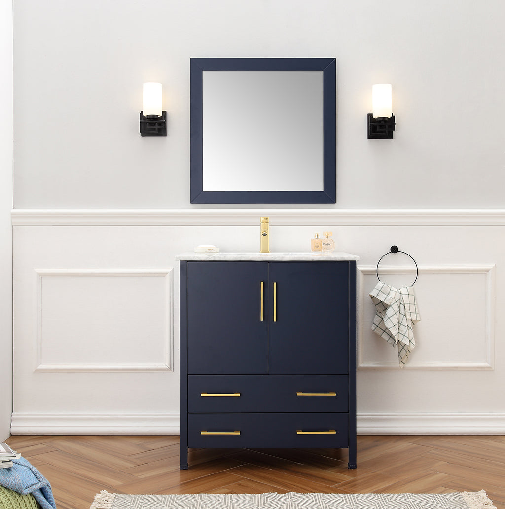 Legion Furniture Blue Solid Wood Sink Vanity WITH Mirror -NO Faucet