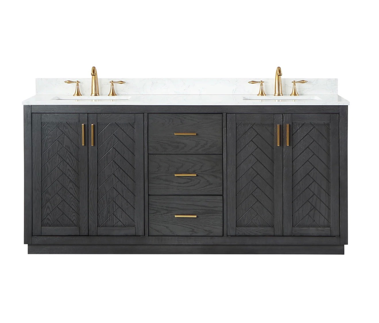 Altair Gazsi 72" Double Bathroom Vanity Set with Grain White Engineered Stone Countertop